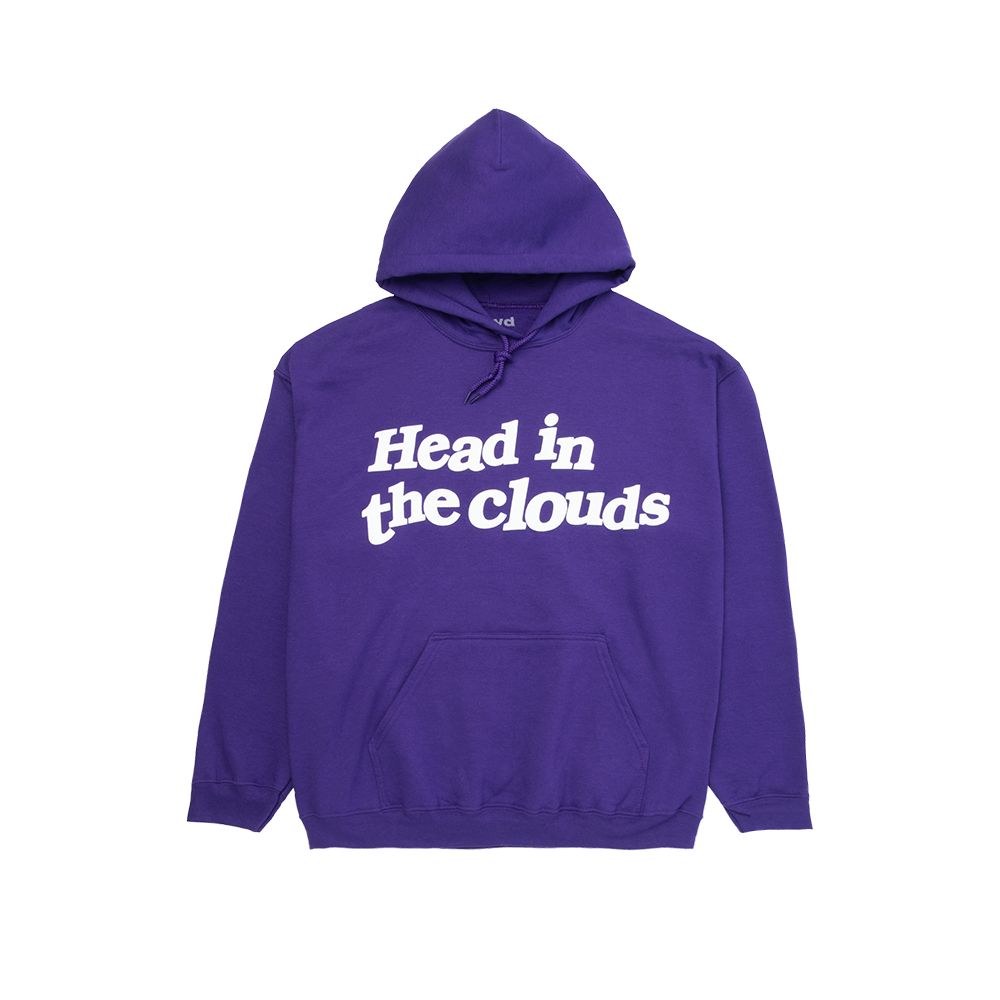 Purple "Head In The Clouds" Tour Hoodie Front
